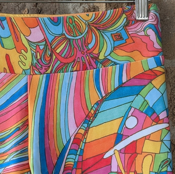 NWOT Infinite Abstract Rainbow Full Length Leggings Size Small Midrise - Picture 2 of 7
